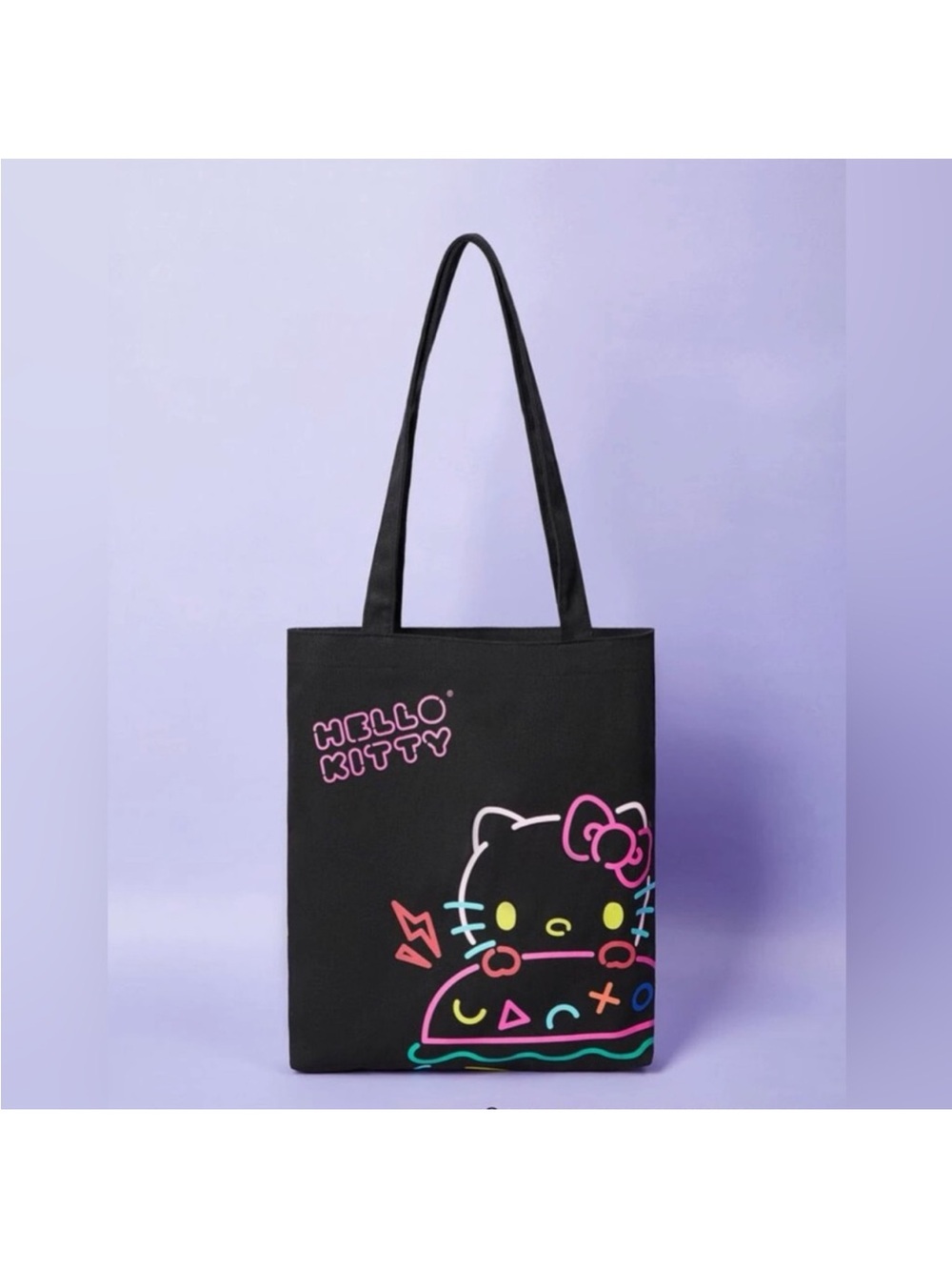 Hello Kitty Tote bag with Neon Pink, Yellow and Teal Graphic